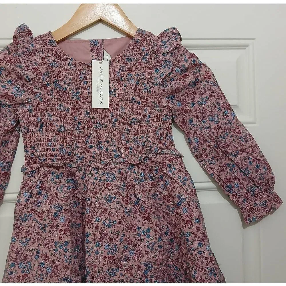 Janie and jack girls size 5ditsy floral peasant dress mauve purple floral